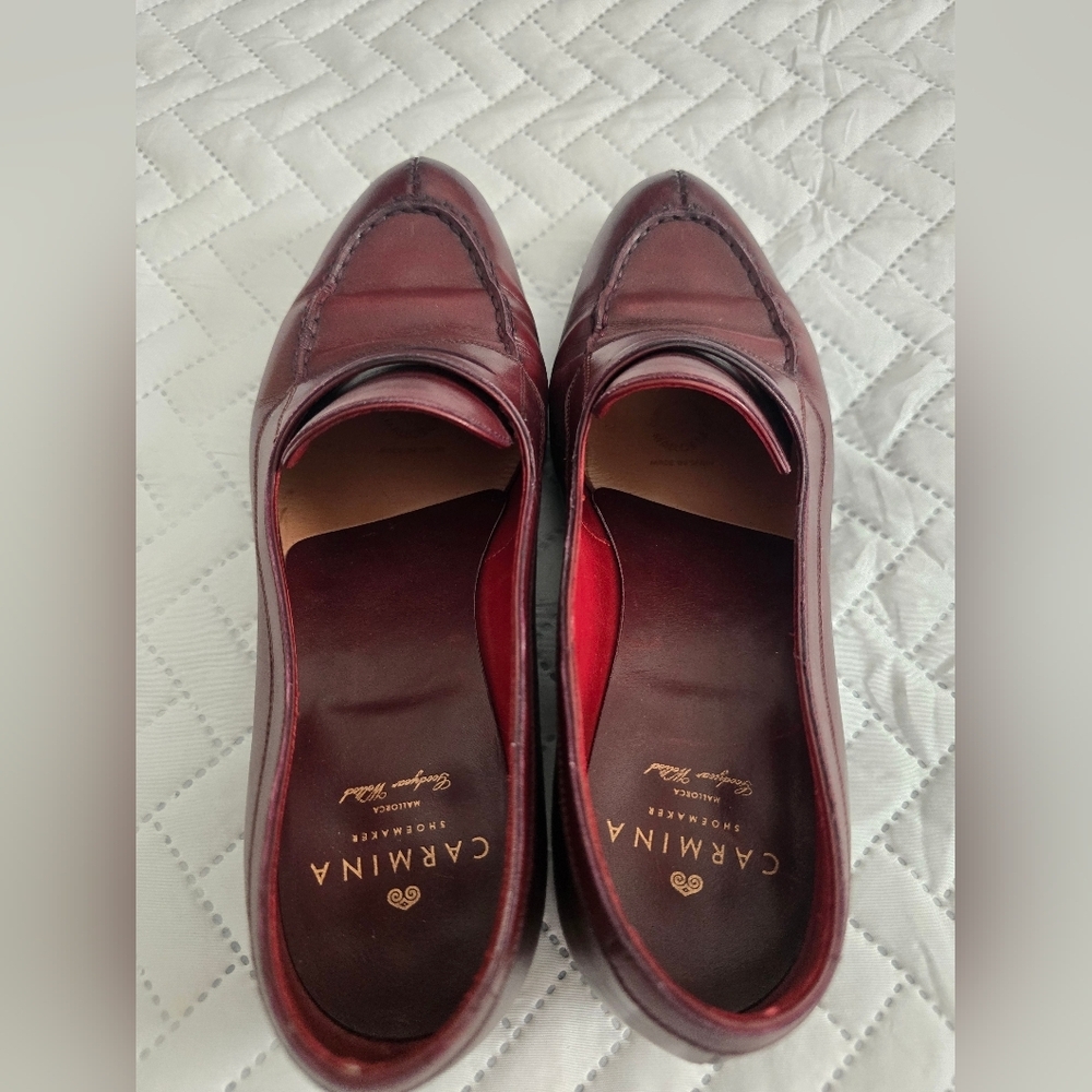 Carmina Penny Loafers Oscaria Robert in Burgundy Box Calf Oxblood - Picture 5 of 14